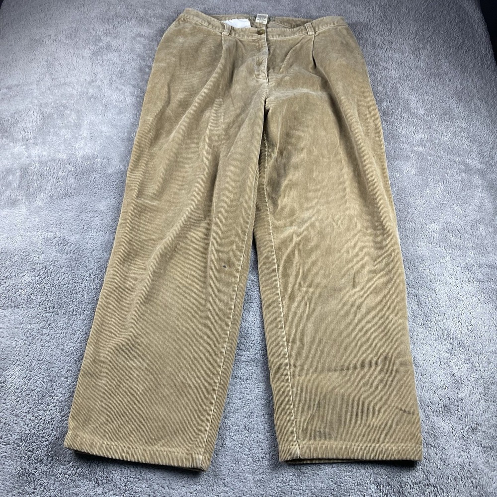 LL Bean Corduroy‎ Pants Womens Size 12 Tall Brown High Rise